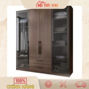 Tủ quần áo gỗ cánh kính đẹp Nội Thất Xinh
